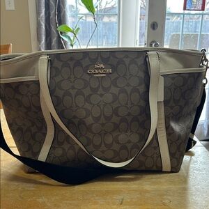 Coach Brown and Cream Signature Tote